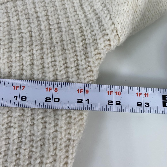American Eagle Sweater Mens Small Ivory Cable Patchwork Mock Neck Pullover - Picture 7 of 11